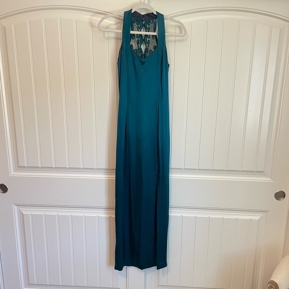 Vintage Gunne Sax green 90’s slip dress with slit formal coctail size Small - Picture 8 of 10